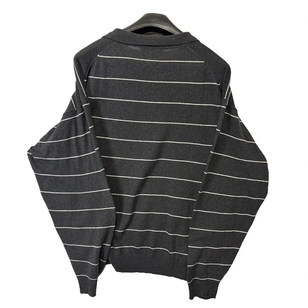 Vtg Harold Powell Cashmere Blend Grey Striped Sweater Mens‎ XXL Academia Soft